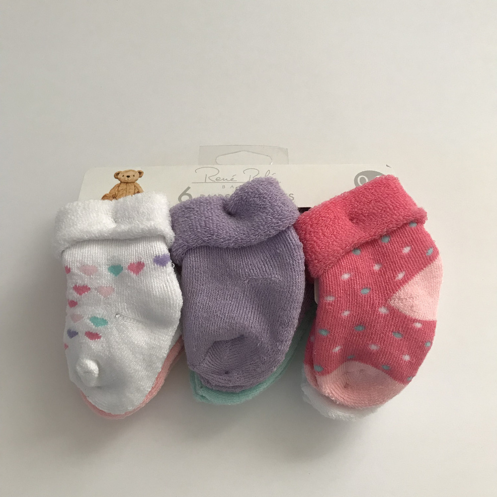 Baby Girl Newborn 6-pk French Terry Socks Booties